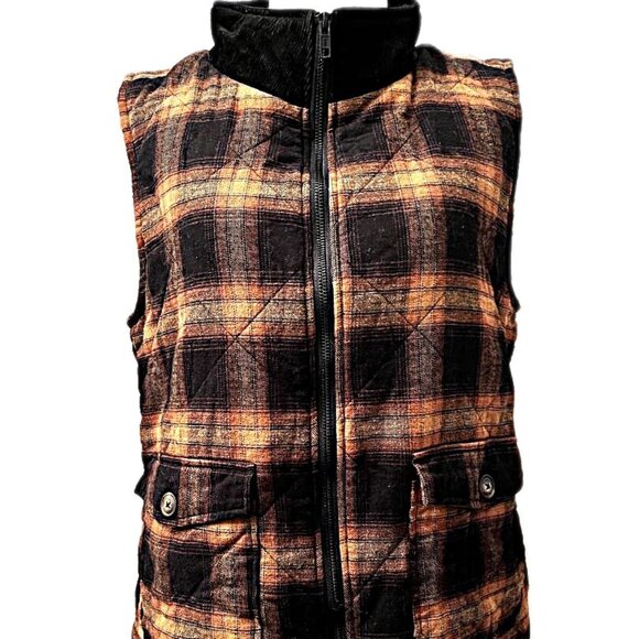 Women's BKE Black, Brown, Tan Quilted zip front Vest with pockets size L - Picture 1 of 4